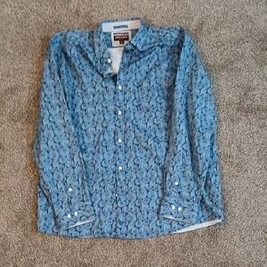 Johnston & Murphy Blue Floral Button Down Shirt